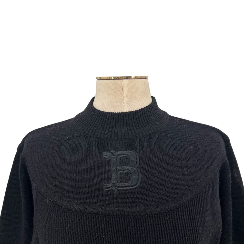 Bogner Vintage 90s‎ Ski Mock Neck Wool Blend Logo Sweater Black Size Small - Picture 2 of 13